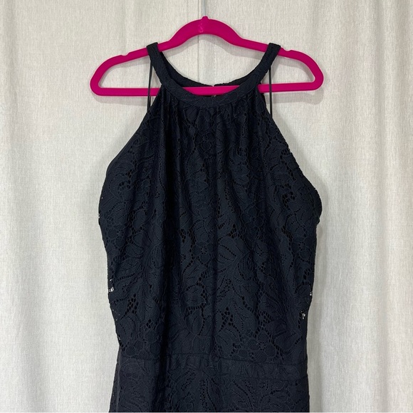 New Banana Republic 18 Black Floral Lace Midi Dress Party Date Wedding Spring - Picture 7 of 13